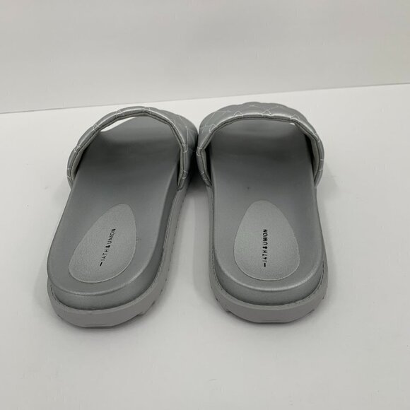 14th & Union Tallin silver metallic quilted slides sandals mules new 8 - Picture 7 of 8